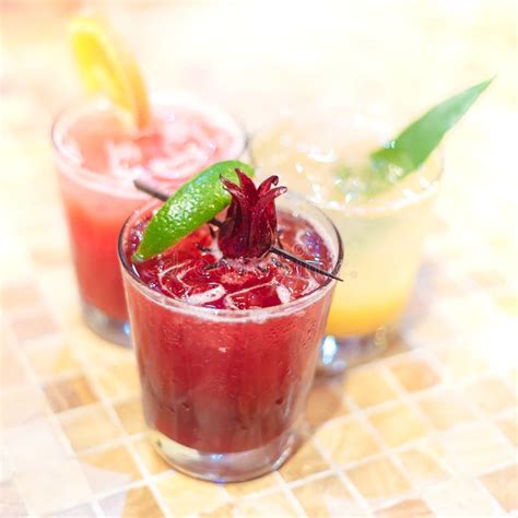 Three Traditional Mexican Drinks at a Bar Stock Image - Image of ...