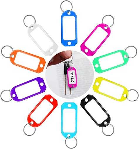 Key Tags With Labels And Split Rings Pack Of Multi Coloured Sturdy