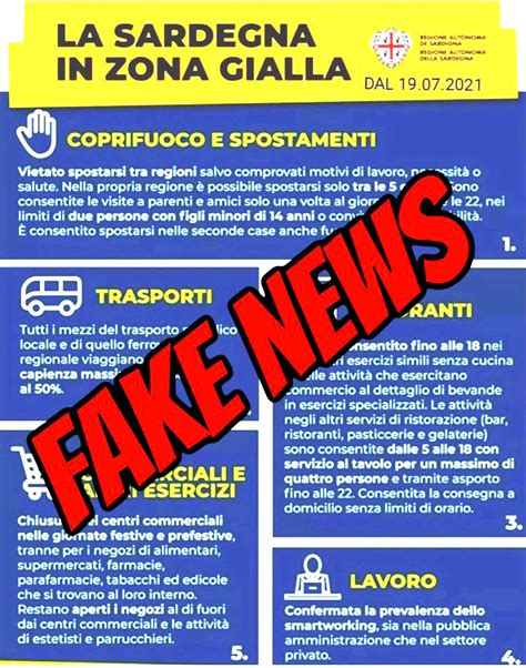 Covid Attenzione alle Fake News la Sardegna non passerà in Zona Gialla