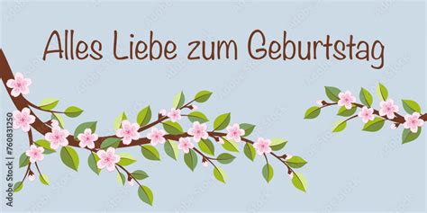 Alles Liebe zum Geburtstag Schriftzug in deutscher Sprache Grußkarte