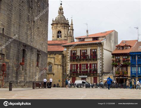 Buildings Houses Architecture Hondarribia Basque Country Spain Stock