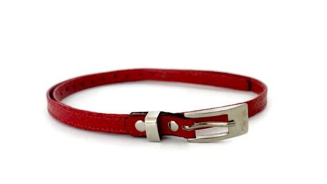 Red leather belt women Women's leather belt Skinny