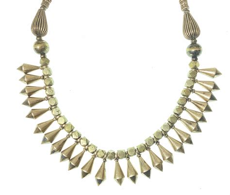 Lot Tribal Style Silver Beaded Bib Necklace