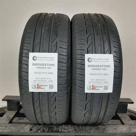 195/60 R15 88H Bridgestone Turanza T001 – 50% +4mm Gomme Estive ...