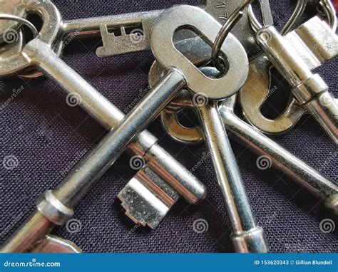 Shiny Metal House Door Keys On Black Background Stock Image Image Of