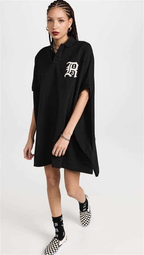 R13 Logo Polo Shirt Dress In Black Lyst