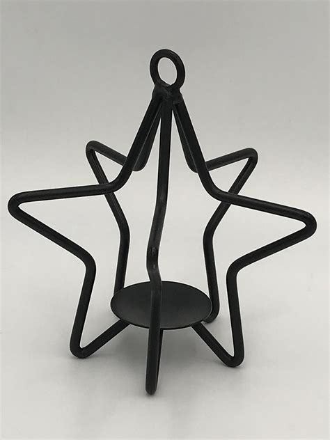 Wrought Iron Star Tea Light Holder Pillar Candle Stand Amish Etsy