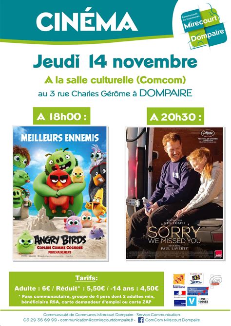 Affiches cinéma novembre Communauté de Communes Mirecourt Dompaire