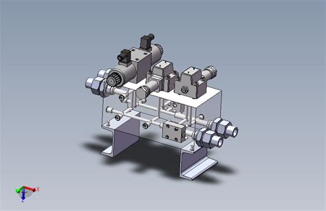 一种多路液压阀块装配总成三维模型solidworks 2016模型图纸下载 懒石网