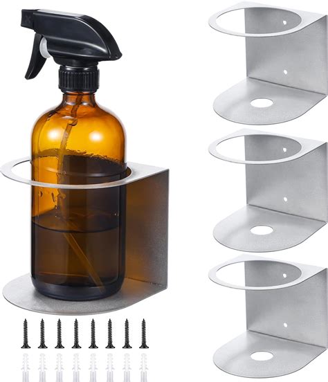 Gerrii 4 Pcs Spray Bottle Holder Brushed Stainless Steel Storage Rack