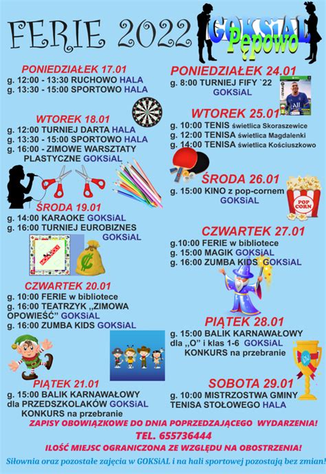 Program Ferii Zimowych Gminny O Rodek Kultury Sportu I Aktywno Ci