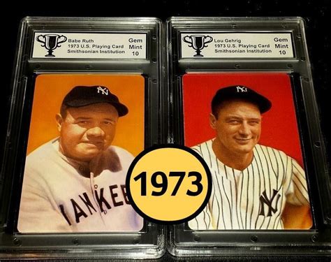 Vintage 1973 Smithsonian Babe Ruth Lou Gehrig Playing Cards Graded