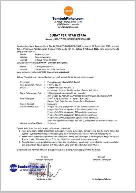 7 Contoh Surat Perintah Kerja dan Format Pembuatannya