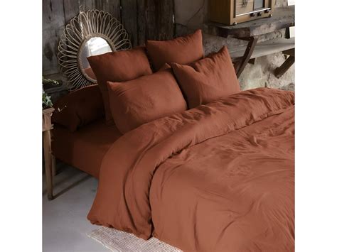 Housse De Couette 200x200 Gaze De Coton Terracotta