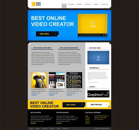 Product website PSD template - GraphicsFuel