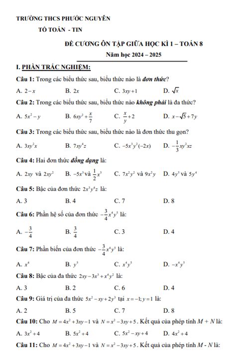 De Cuong Giua Hoc Ki 1 Toan 8 Nam 2024 2025 Truong Thcs Phuoc Nguyen Br