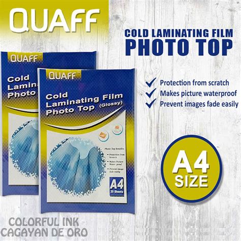 Pcs Quaff Photo Top Cold Laminating Film A Size Sheets Per Pack