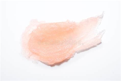 Smear Of Salt Or Sugar Scrab On White Background Texture Pink Cosmetic