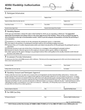 Fillable Online B Hardship Authorization Form National Benefit