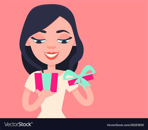 Happy Girl Opening A T Royalty Free Vector Image