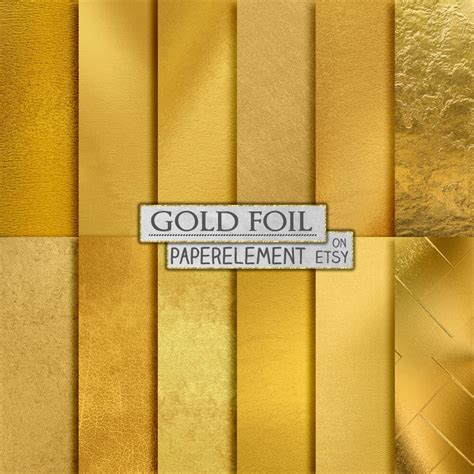 Gold Foil Digital Paper Metallic Gold Digital Paper Gold