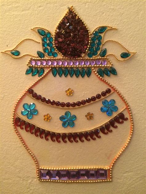 Kundan Rangoli Big Kalash Rangoli Diwali Rangoli Wall Decor