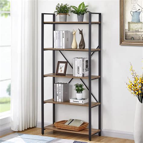 Fatorri Tier Industrial Bookshelf Rustic Etagere Bookcase For