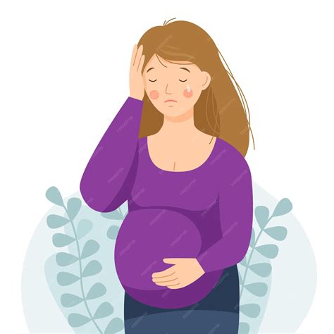 Premium Vector | A pregnant woman has a headache The pregnant girl is