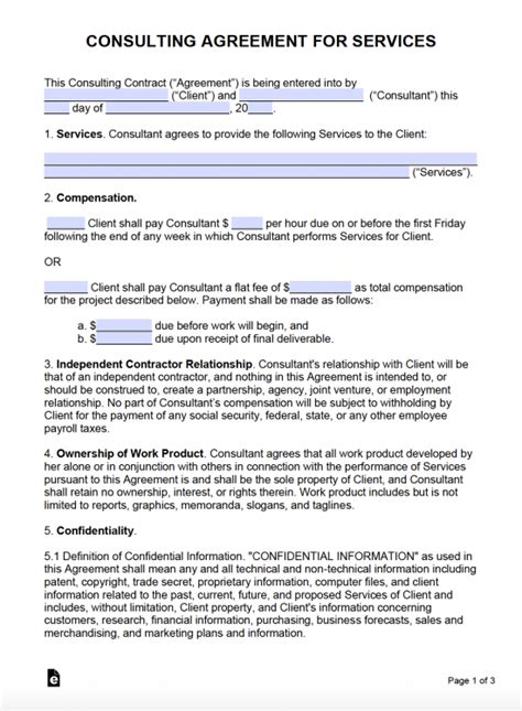 Free Consulting Agreement Template With Retainer PDF Word EForms