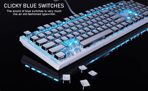 Camiysn Typewriter Style Mechanical Gaming Keyboard White Retro Punk