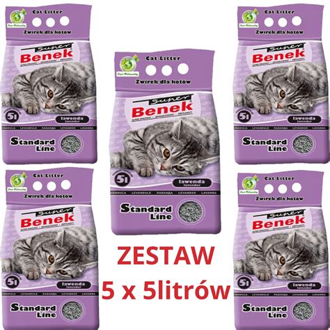 SUPER BENEK Lawenda 5x 5l żwirek dla kota 12296543049 Allegro pl