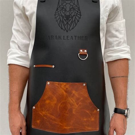 Personalized Leather Apron Bbq Blacksmith Grill Kitchen Etsy