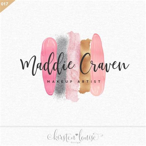 The Logo For Maddie Crawen Makeup Artist With Pink And Gold Paint