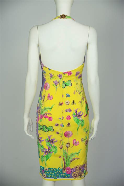 Gianni Versace Couture Printed Halterneck Dress Circa 1995 1996 For