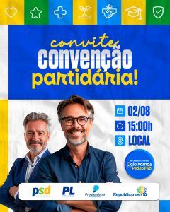 Convite de Convenção Partidária Social Media PSD Editável download