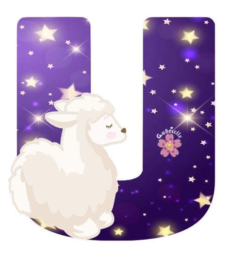 The Letter U Is Decorated With Stars And A Lamb On It S Back Side