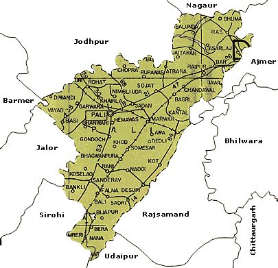 Pali Tourist Travel Road Political Maps Rajasthan