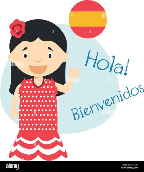 Ilustración Vectorial De Personajes Animados Diciendo Hola Y Bienvenido