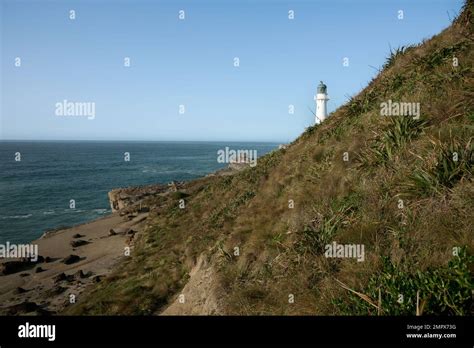 Castle Point Lighthouse And Coastline On Wairarapa Coast In New Zealand