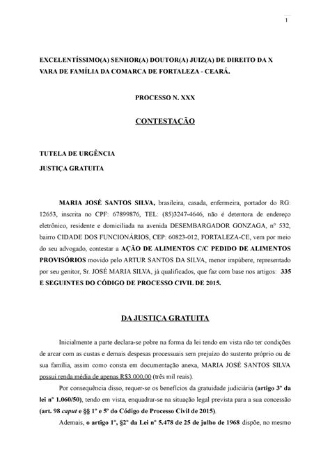 Modelo Contesta O A O De Alimentos Braincp