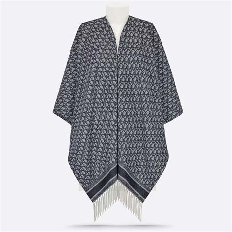 Dior Women Oblique Poncho Navy Blue Cashmere