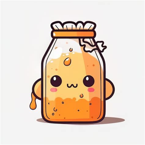 Premium AI Image Cute Cartoon Jar Of Apricot Jam Vector Illustration