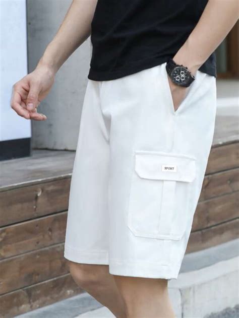 Manfinity Hypemode Men Letter Patched Flap Pocket Shorts SHEIN USA