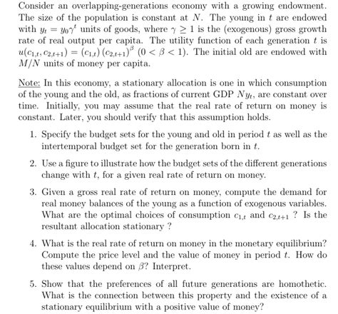 Consider An Overlapping Generations Economy StudyX