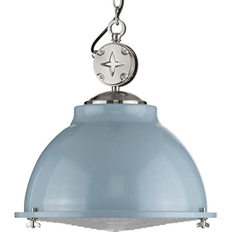 Medal Collection 1 Light Clear Patterned Glass Coastal Pendant Light