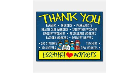 Thank You Essential Workers Sign | Zazzle