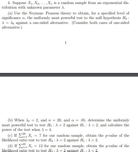 SOLVED 4 Suppose X1 X2 Xn Is A Random Sample From An Exponential