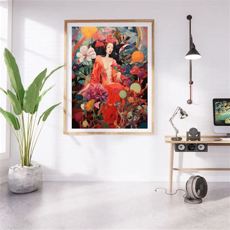 Nude Woman Erotic Art Dopamine Flower Garden Maximalist Woman Art