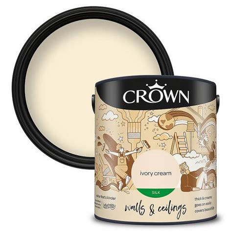 Crown Walls Ceilings Silk Emulsion Paint Ivory Cream L Homebase