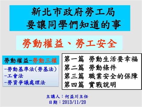 新北市政府勞工局 要讓同學們知道的事 勞動權益、勞工安全 Ppt Download